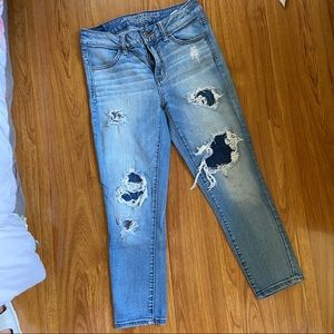 American Eagle Cropped Distressed Skinny Jeans